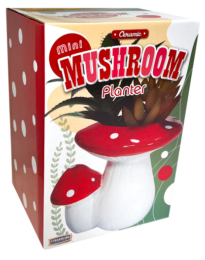 Mini Dual Mushroom Planter w/ Faux Succulent